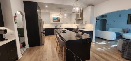 dark lower cabinets with light upper cabinets by Crosby Fine Cabinetry Belle Plaine MN