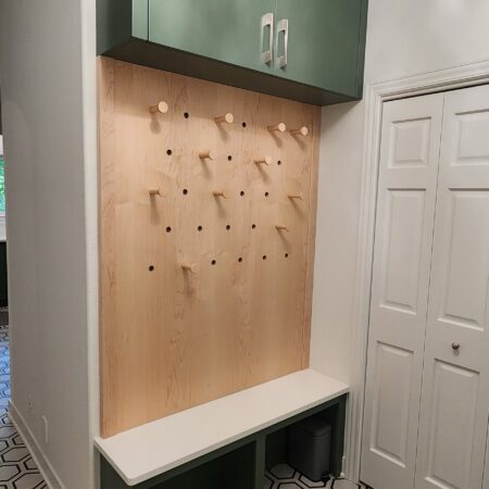 peg-wall coat hanging storage by Crosby Fine Cabinetry Belle Plaine MN