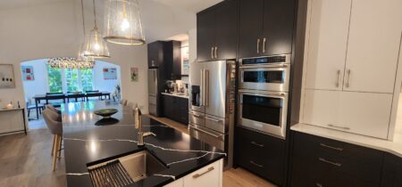 white and black frameless cabinetry by Crosby Fine Cabinetry Belle Plaine MN