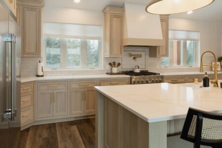 rift sawn white oak kitchen cabinets in prior lake mn by Crosby Fine Cabinetry Belle Plaine MN